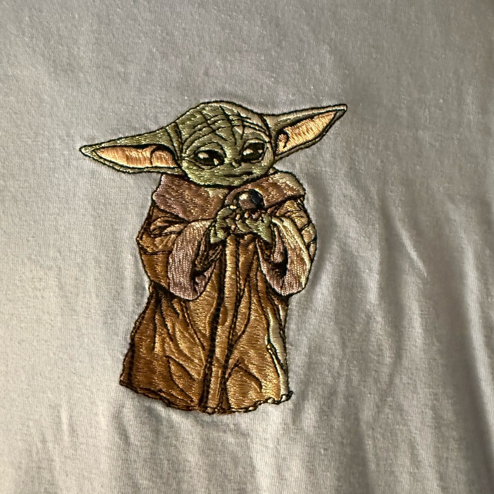 Star Wars T-Shirt Baby Yoda Embroidered Blue Sz XXL